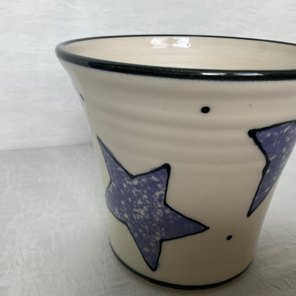 Flower Pot Professionally Hand Thrown Pottery Flower Pot Holder Vase w/ Stars - Picture 7 of 12